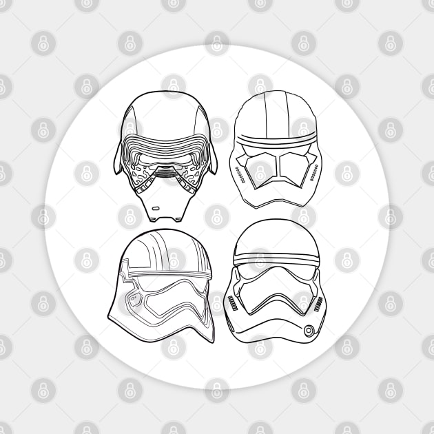 Line Art Series First Order Helmets Magnet by fiatluxillust